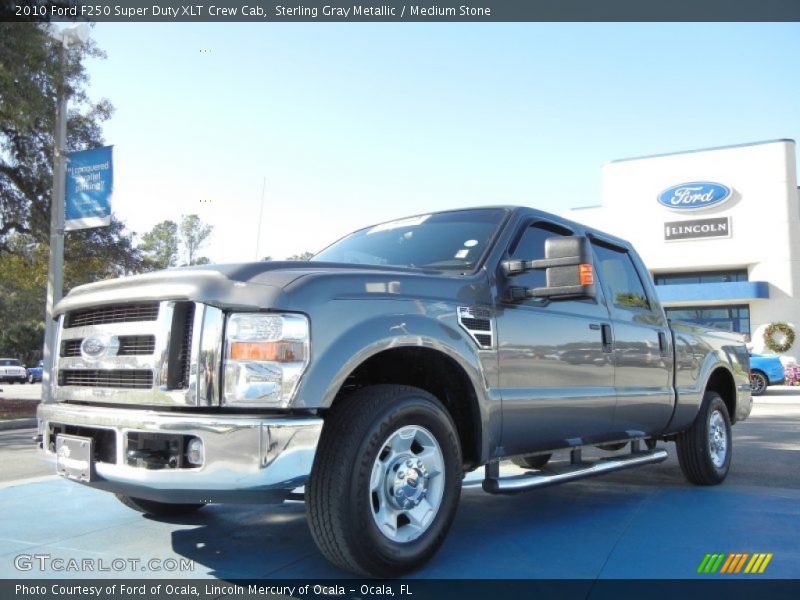 Sterling Gray Metallic / Medium Stone 2010 Ford F250 Super Duty XLT Crew Cab