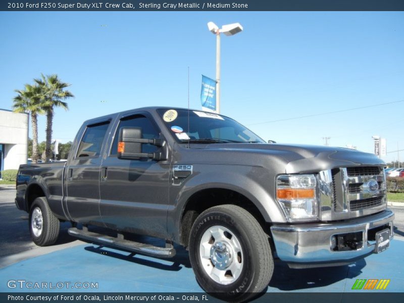 Sterling Gray Metallic / Medium Stone 2010 Ford F250 Super Duty XLT Crew Cab