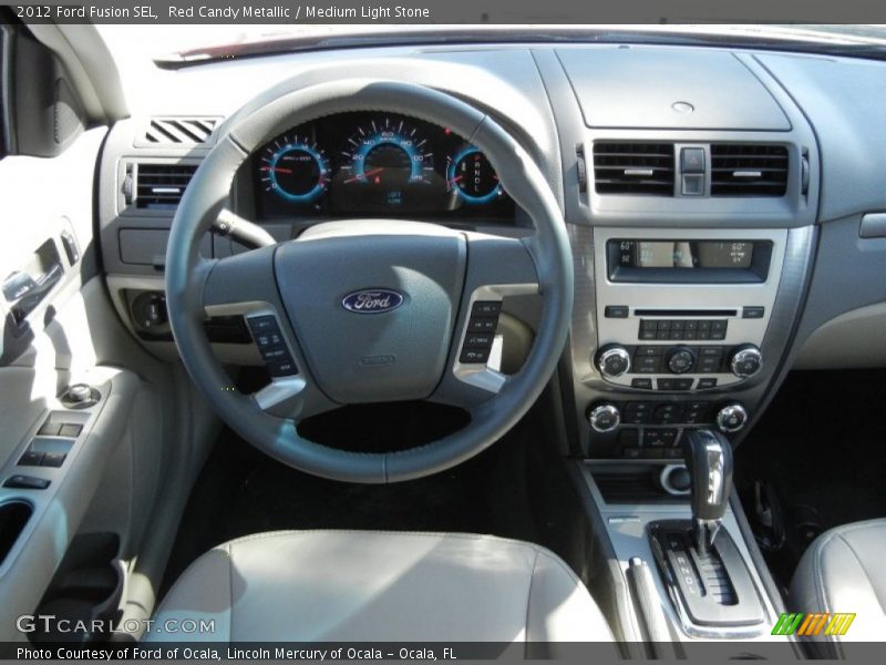 Red Candy Metallic / Medium Light Stone 2012 Ford Fusion SEL