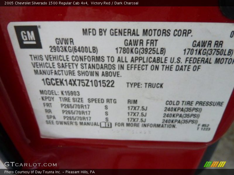 Victory Red / Dark Charcoal 2005 Chevrolet Silverado 1500 Regular Cab 4x4