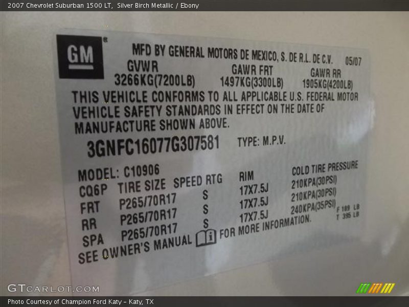 Silver Birch Metallic / Ebony 2007 Chevrolet Suburban 1500 LT