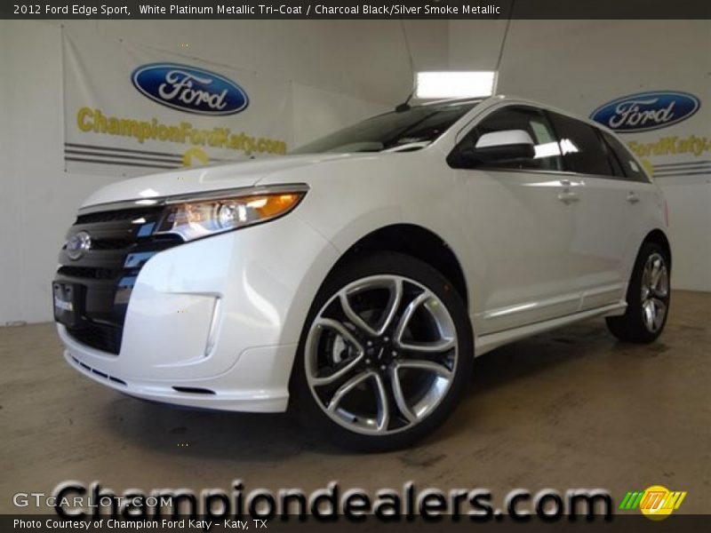 White Platinum Metallic Tri-Coat / Charcoal Black/Silver Smoke Metallic 2012 Ford Edge Sport