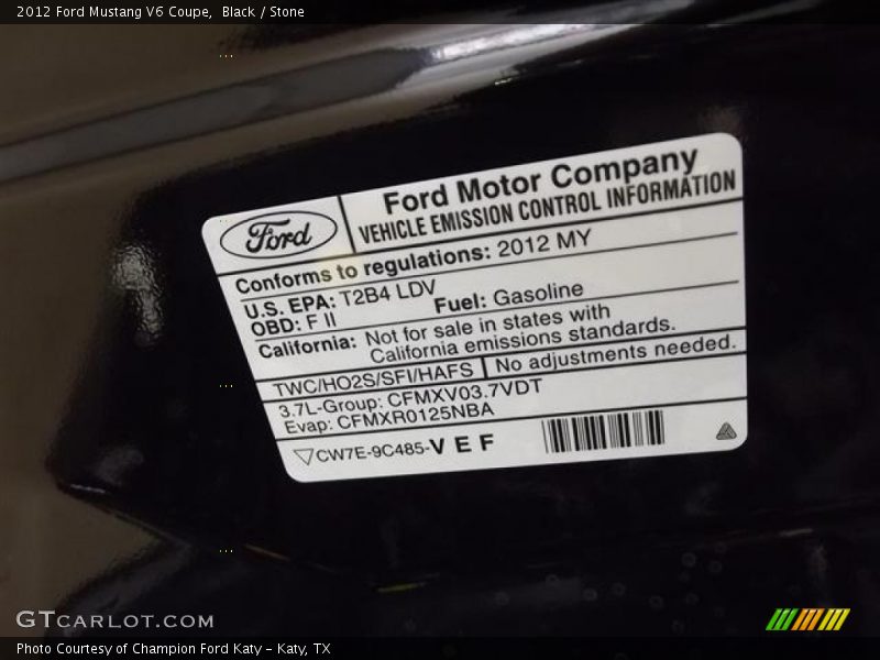 Black / Stone 2012 Ford Mustang V6 Coupe