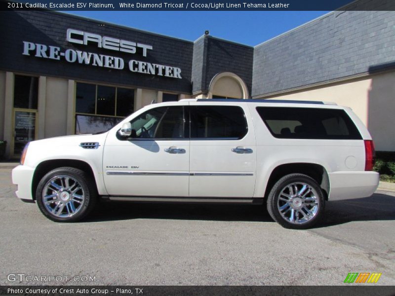 White Diamond Tricoat / Cocoa/Light Linen Tehama Leather 2011 Cadillac Escalade ESV Platinum