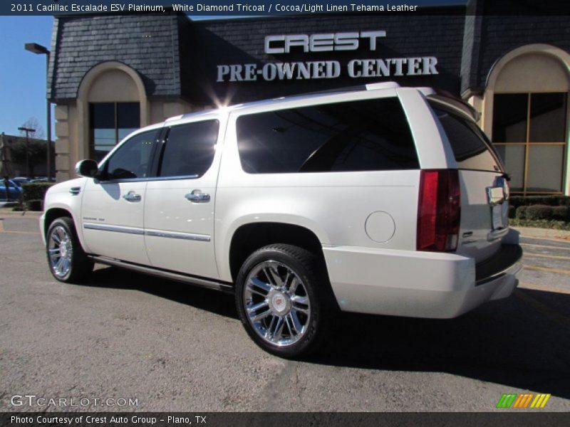 White Diamond Tricoat / Cocoa/Light Linen Tehama Leather 2011 Cadillac Escalade ESV Platinum