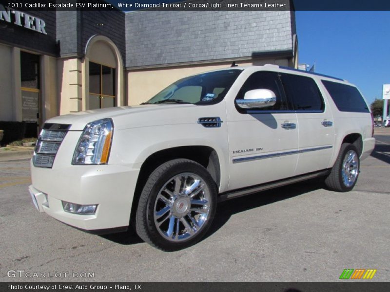 White Diamond Tricoat / Cocoa/Light Linen Tehama Leather 2011 Cadillac Escalade ESV Platinum