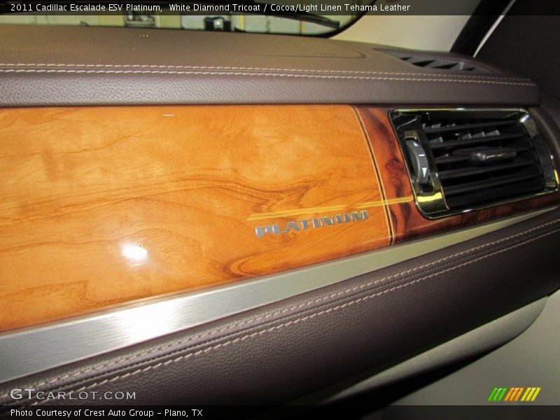 White Diamond Tricoat / Cocoa/Light Linen Tehama Leather 2011 Cadillac Escalade ESV Platinum