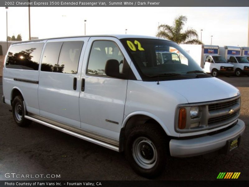 Summit White / Dark Pewter 2002 Chevrolet Express 3500 Extended Passenger Van