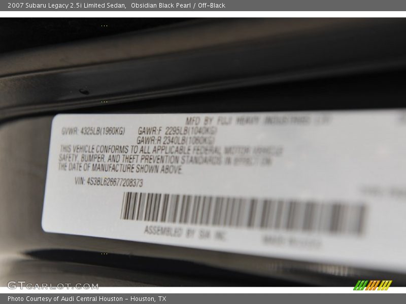 Obsidian Black Pearl / Off-Black 2007 Subaru Legacy 2.5i Limited Sedan