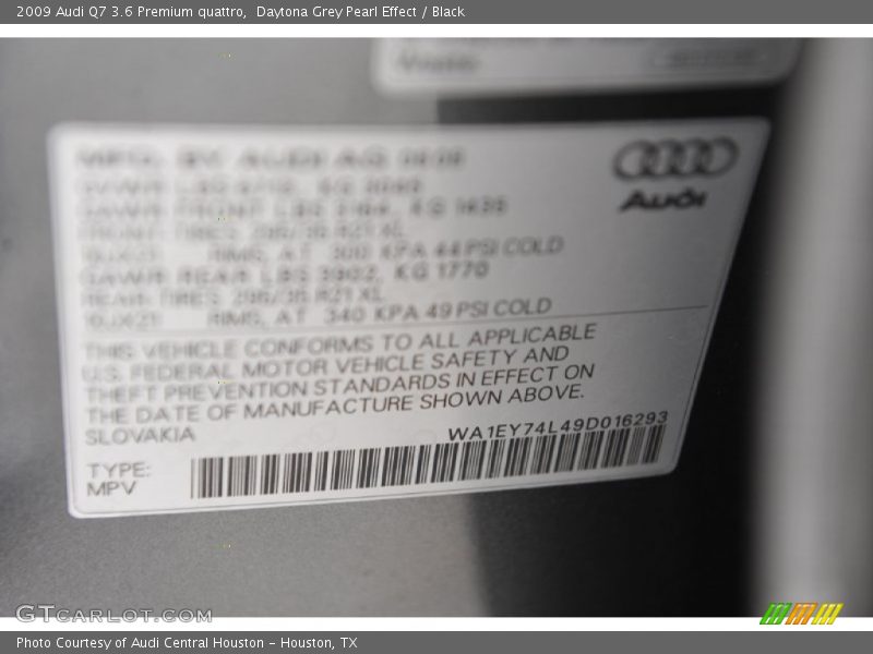 Daytona Grey Pearl Effect / Black 2009 Audi Q7 3.6 Premium quattro