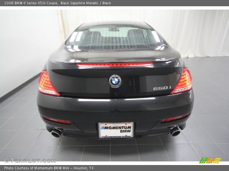 Black Sapphire Metallic / Black 2008 BMW 6 Series 650i Coupe