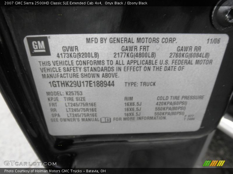 Onyx Black / Ebony Black 2007 GMC Sierra 2500HD Classic SLE Extended Cab 4x4