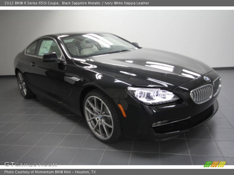 Black Sapphire Metallic / Ivory White Nappa Leather 2012 BMW 6 Series 650i Coupe