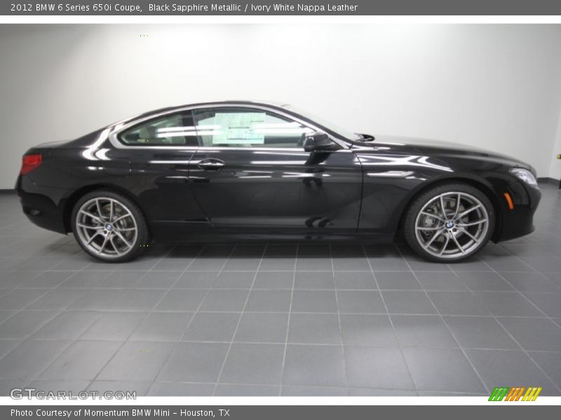 Black Sapphire Metallic / Ivory White Nappa Leather 2012 BMW 6 Series 650i Coupe