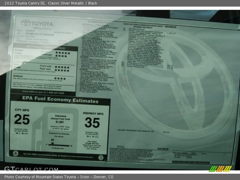 Classic Silver Metallic / Black 2012 Toyota Camry SE