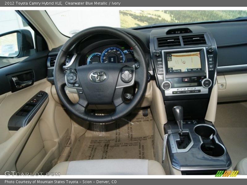 Clearwater Blue Metallic / Ivory 2012 Toyota Camry Hybrid XLE