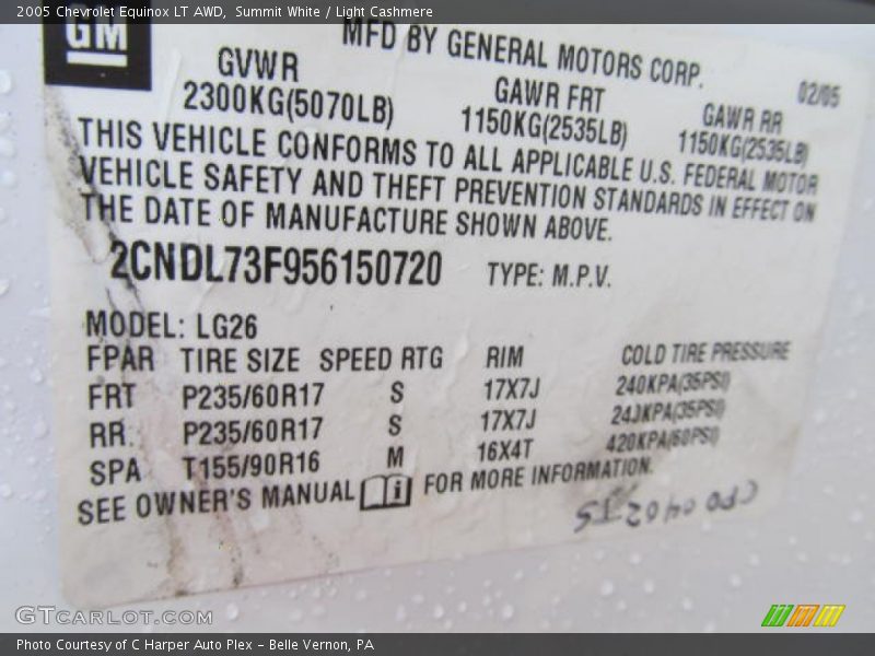 Summit White / Light Cashmere 2005 Chevrolet Equinox LT AWD