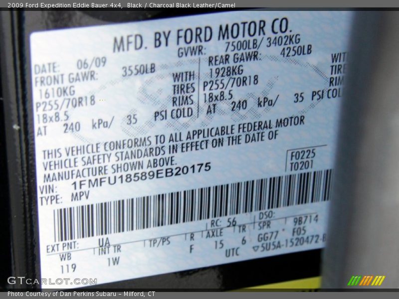 2009 Expedition Eddie Bauer 4x4 Black Color Code UA