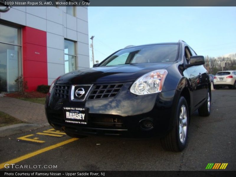 Wicked Black / Gray 2009 Nissan Rogue SL AWD