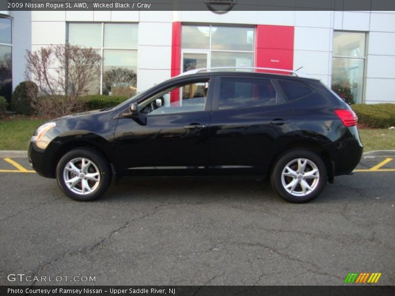 Wicked Black / Gray 2009 Nissan Rogue SL AWD