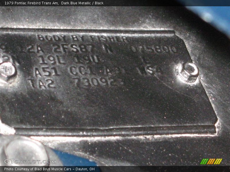 Dark Blue Metallic / Black 1979 Pontiac Firebird Trans Am