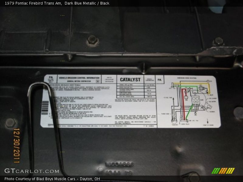 Info Tag of 1979 Firebird Trans Am