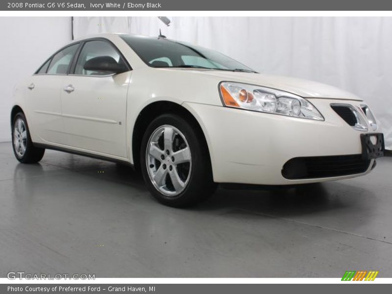 Ivory White / Ebony Black 2008 Pontiac G6 V6 Sedan