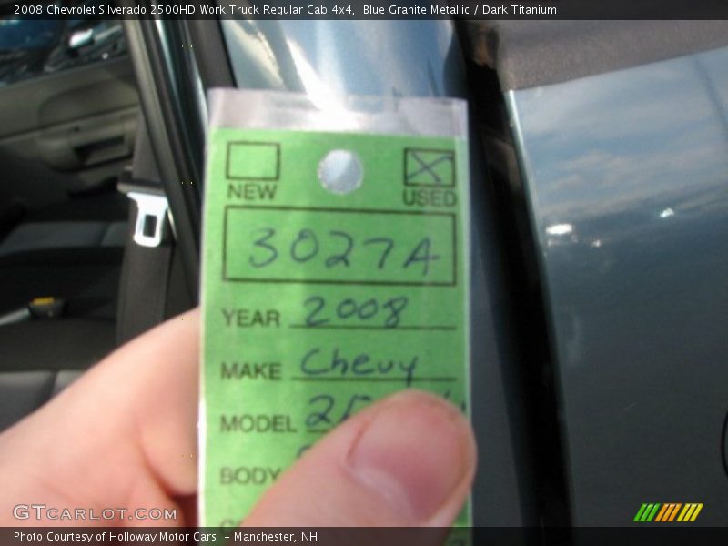 Blue Granite Metallic / Dark Titanium 2008 Chevrolet Silverado 2500HD Work Truck Regular Cab 4x4