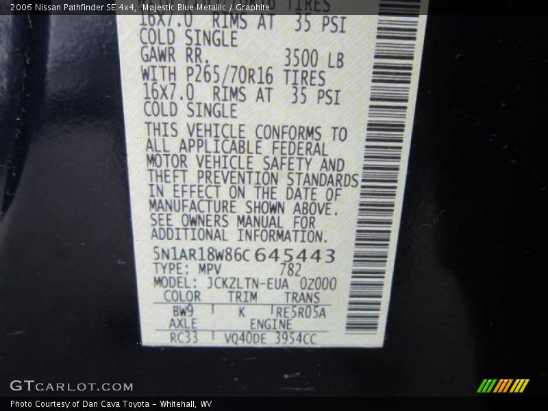 Majestic Blue Metallic / Graphite 2006 Nissan Pathfinder SE 4x4