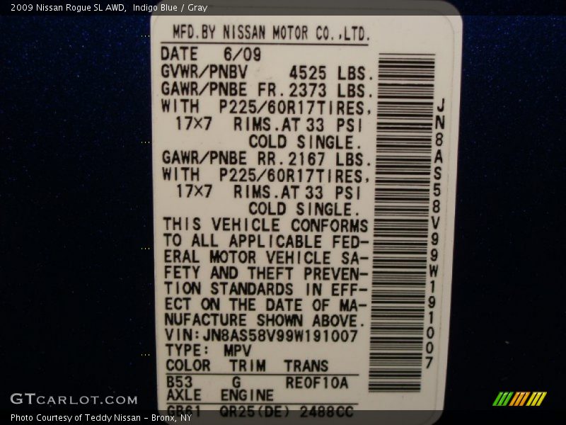 Indigo Blue / Gray 2009 Nissan Rogue SL AWD