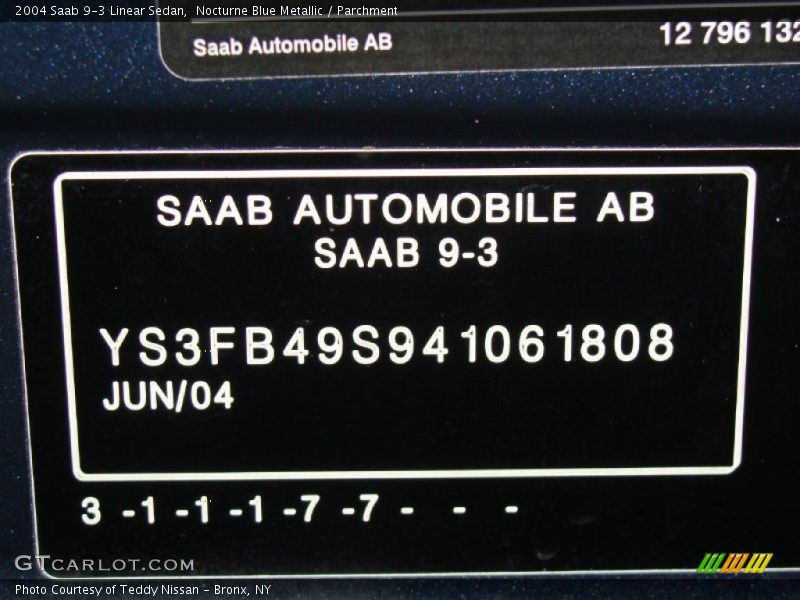 Nocturne Blue Metallic / Parchment 2004 Saab 9-3 Linear Sedan