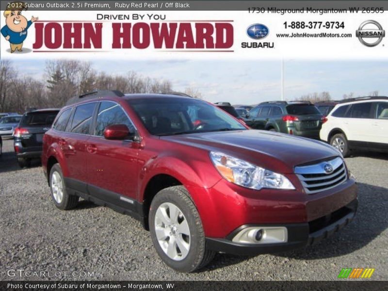 Ruby Red Pearl / Off Black 2012 Subaru Outback 2.5i Premium