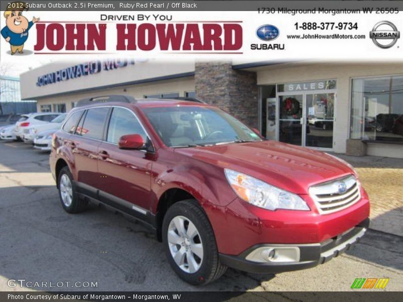 Ruby Red Pearl / Off Black 2012 Subaru Outback 2.5i Premium