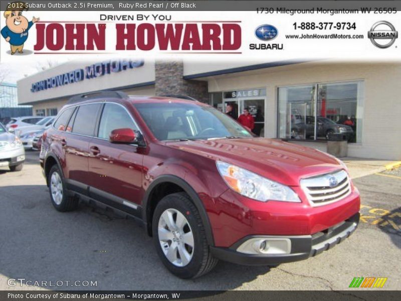 Ruby Red Pearl / Off Black 2012 Subaru Outback 2.5i Premium