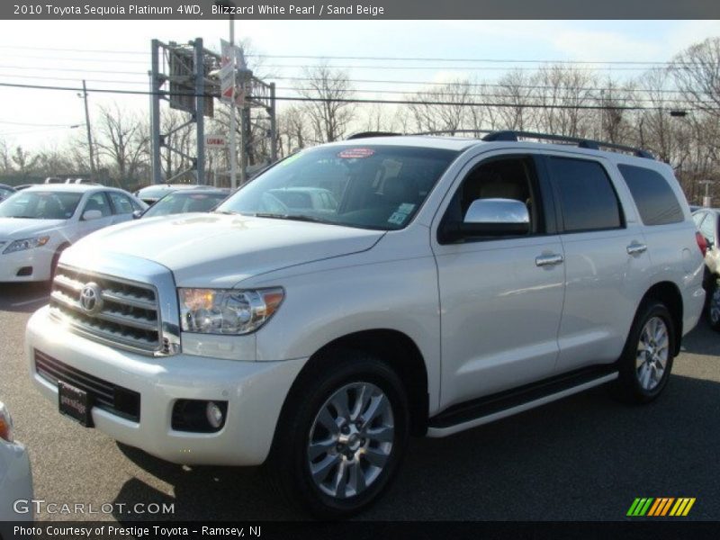 Blizzard White Pearl / Sand Beige 2010 Toyota Sequoia Platinum 4WD