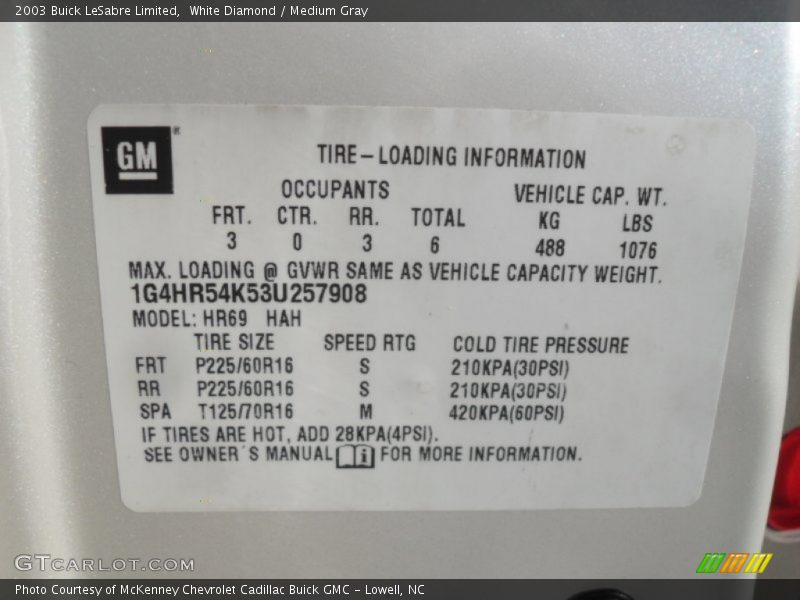 White Diamond / Medium Gray 2003 Buick LeSabre Limited