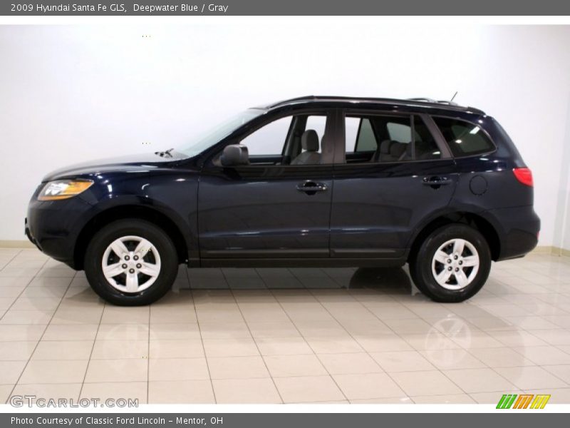Deepwater Blue / Gray 2009 Hyundai Santa Fe GLS