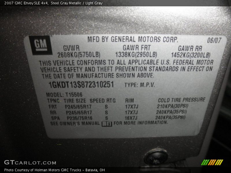 Steel Gray Metallic / Light Gray 2007 GMC Envoy SLE 4x4