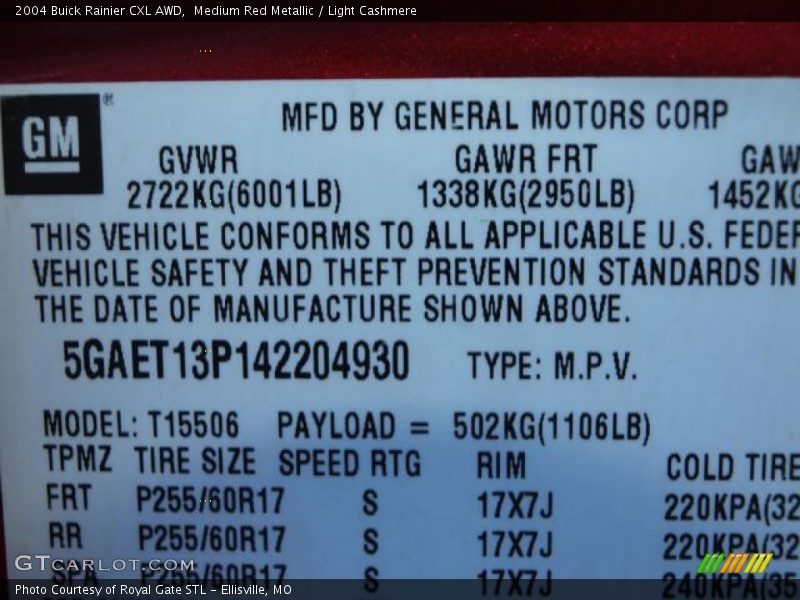 Medium Red Metallic / Light Cashmere 2004 Buick Rainier CXL AWD