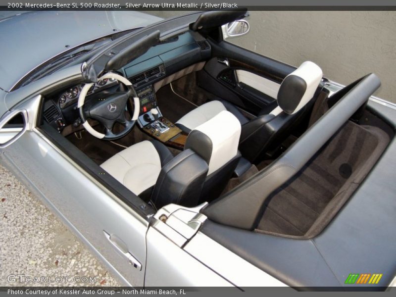 Silver Arrow Ultra Metallic / Silver/Black 2002 Mercedes-Benz SL 500 Roadster