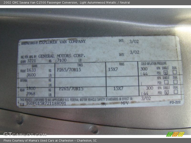 Light Autumnwood Metallic / Neutral 2002 GMC Savana Van G1500 Passenger Conversion