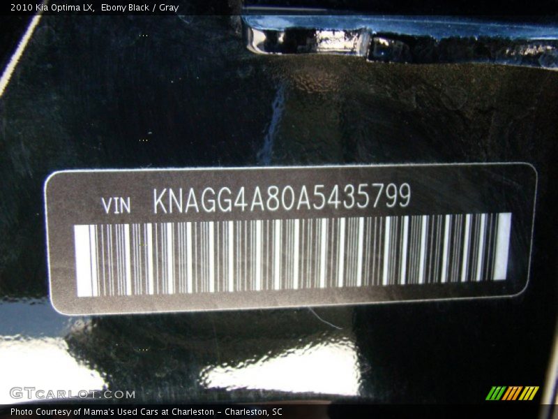 Ebony Black / Gray 2010 Kia Optima LX