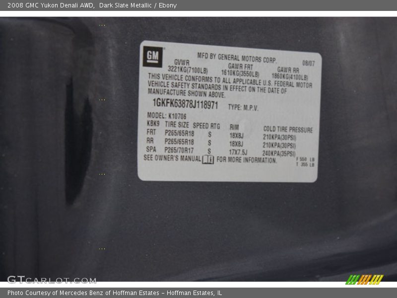 Dark Slate Metallic / Ebony 2008 GMC Yukon Denali AWD