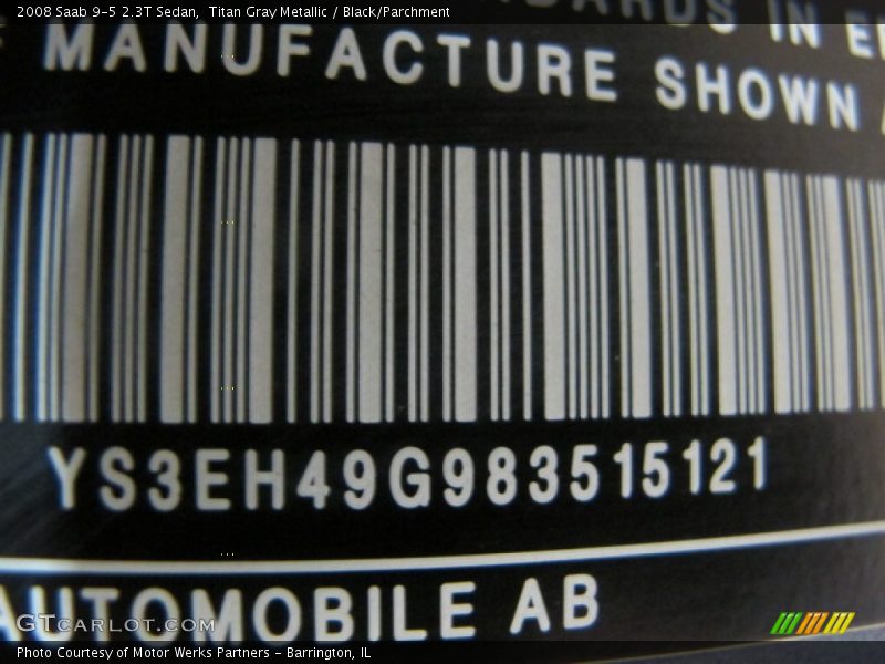 Titan Gray Metallic / Black/Parchment 2008 Saab 9-5 2.3T Sedan