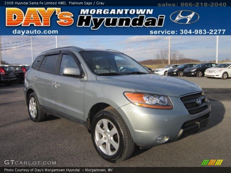 Platinum Sage / Gray 2008 Hyundai Santa Fe Limited 4WD
