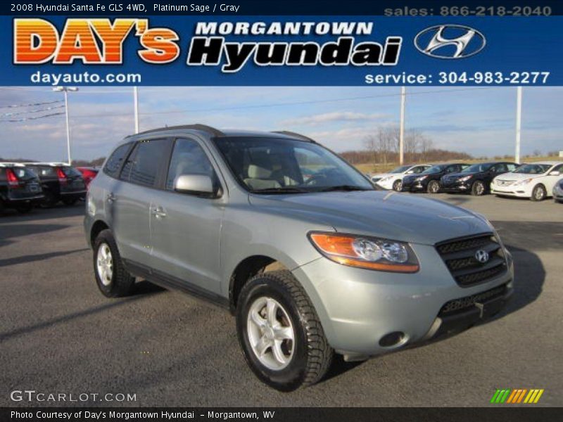 Platinum Sage / Gray 2008 Hyundai Santa Fe GLS 4WD