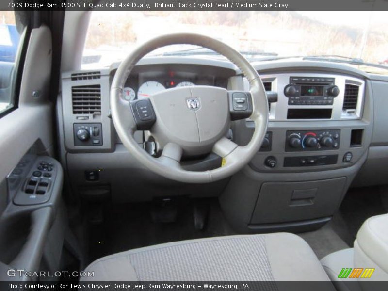 Brilliant Black Crystal Pearl / Medium Slate Gray 2009 Dodge Ram 3500 SLT Quad Cab 4x4 Dually