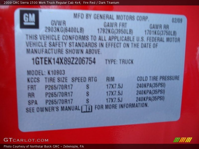 Fire Red / Dark Titanium 2009 GMC Sierra 1500 Work Truck Regular Cab 4x4