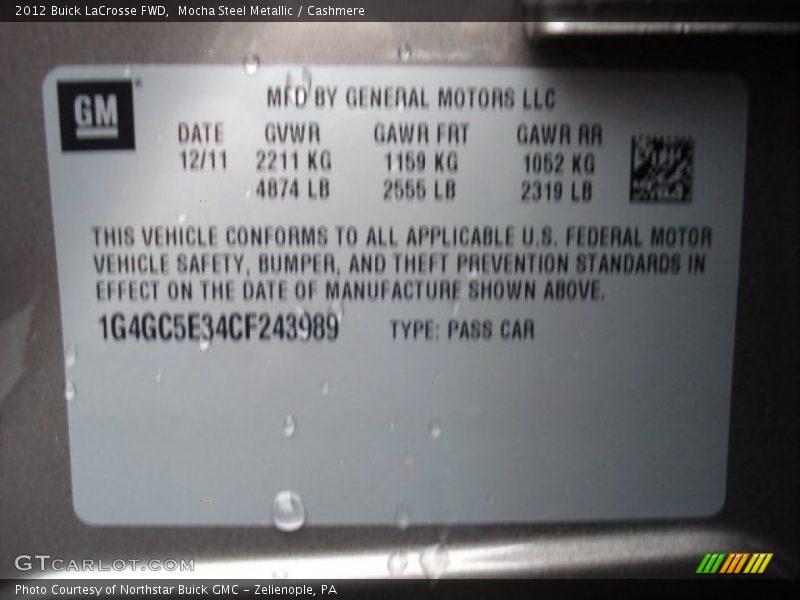 Mocha Steel Metallic / Cashmere 2012 Buick LaCrosse FWD