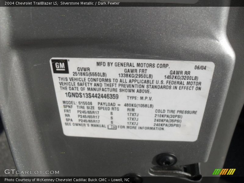 Silverstone Metallic / Dark Pewter 2004 Chevrolet TrailBlazer LS